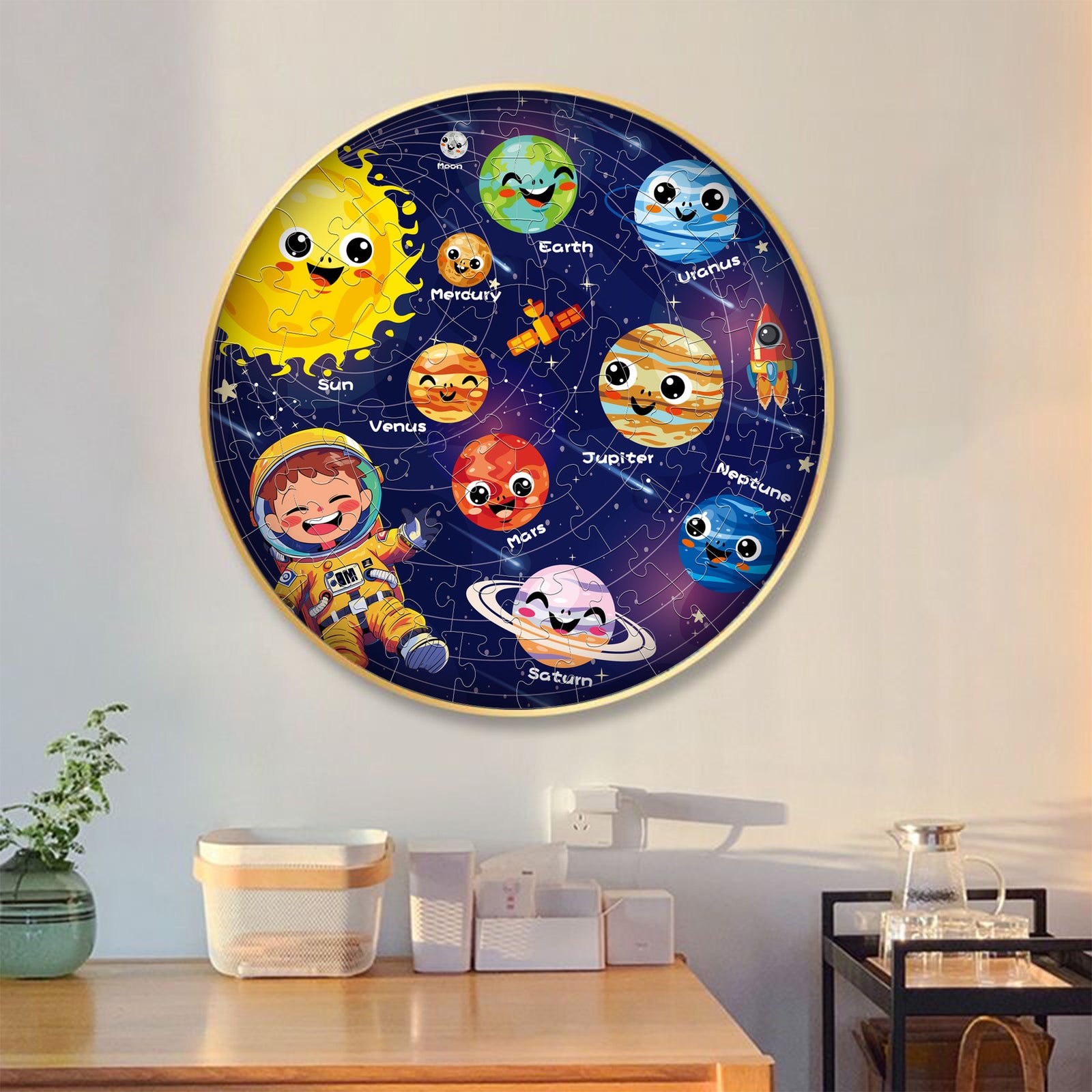 Space luminous jigsaw puzzle Round Cardboard 70-Piece Jigsaw Puzzle - Educational Kids Puzzle Toy, Fun & Engaging