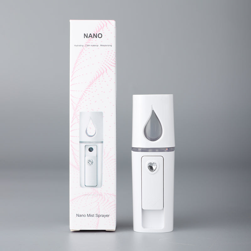 White Portable Nano Facial Mister - 20mL USB Rechargeable Hydrating Sprayer for Face & Skin