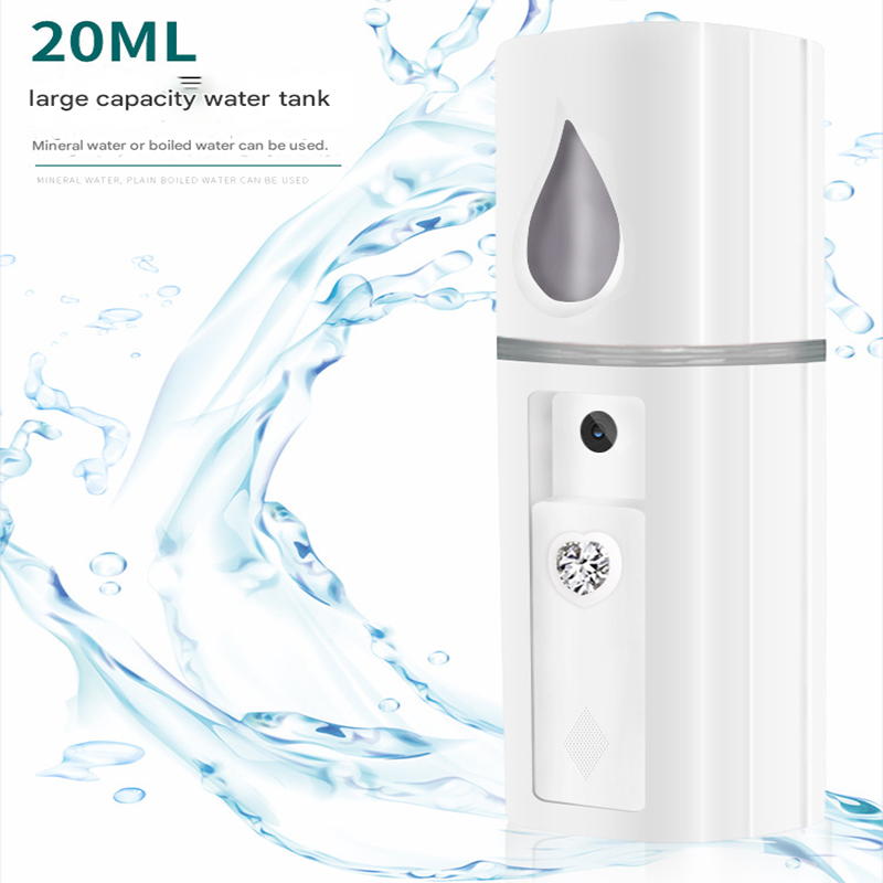 White Portable Nano Facial Mister - 20mL USB Rechargeable Hydrating Sprayer for Face & Skin