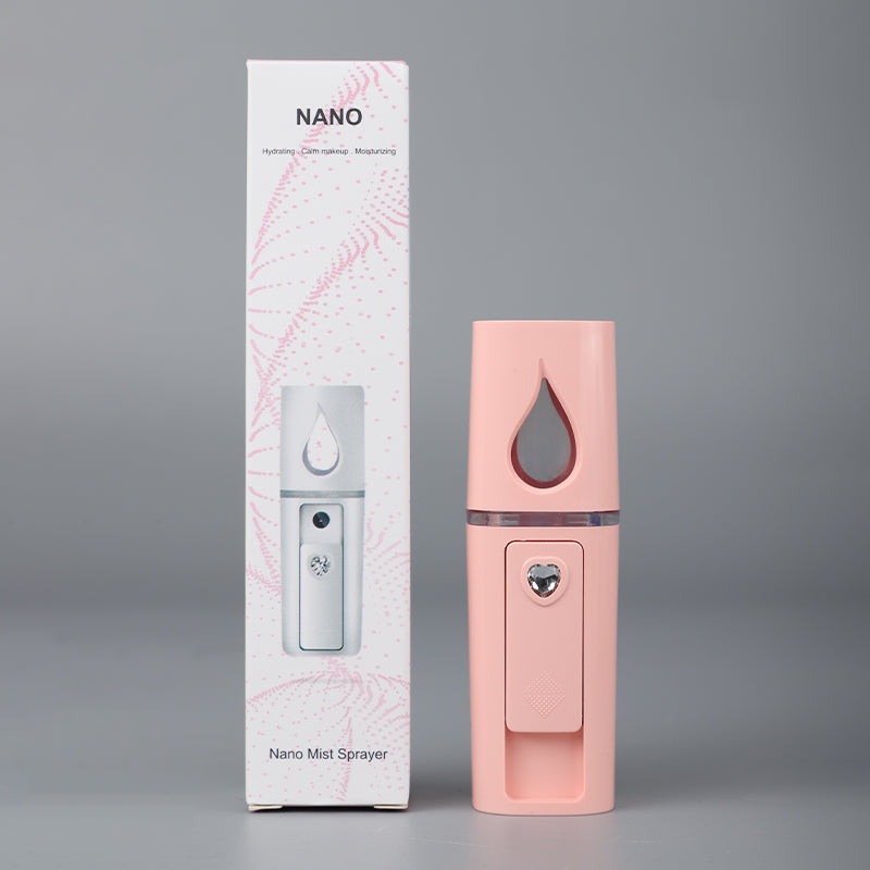Pink Portable Nano Facial Mister - 20mL USB Rechargeable Hydrating Sprayer for Face & Skin