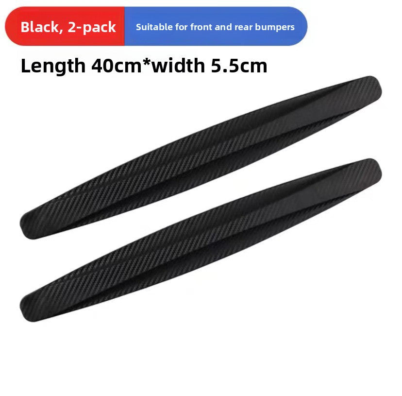 3-PCS Black Universal Car Bumper Protector Strips - Carbon Fiber Look Anti-Scratch Guards (2-Pack)