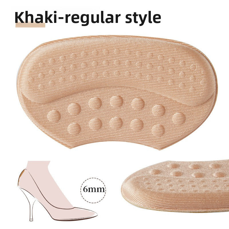5 Pair Khaki Soft & Breathable Heel Grips for Loose Shoes - Anti-Slip Shoe Pads for Blister Protection & Size Adjustment (6mm)