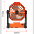 Black and orange Portable Outdoor Camping Fan with LED Light - Rechargeable USB Tent Fan for Australia