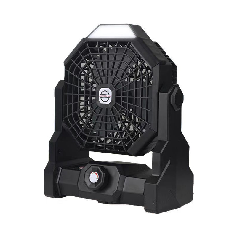 Black Portable Outdoor Camping Fan with LED Light - Rechargeable USB Tent Fan for Australia