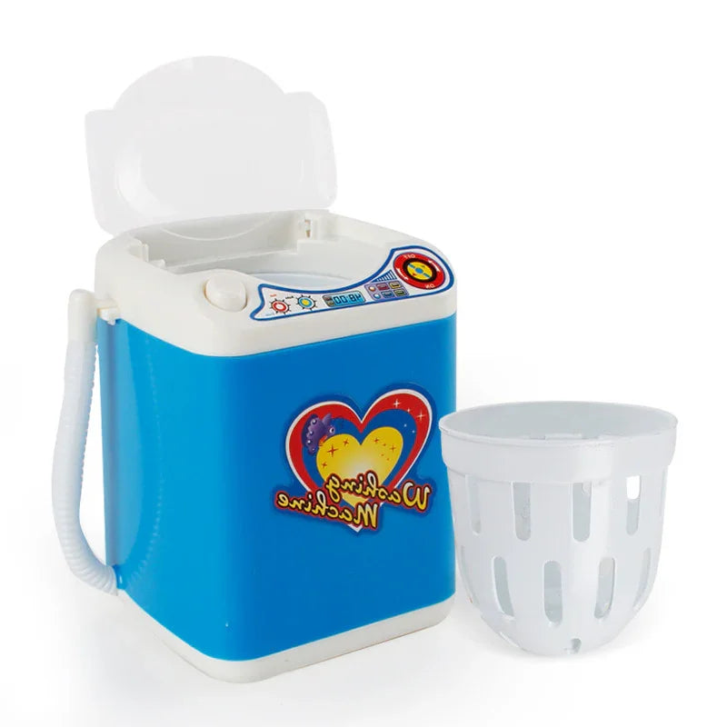 Blue Kids Mini Electric Toy Washing Machine with Spin Dryer Basket - Pretend Play Appliance