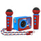 Blue Portable Mini Bluetooth Karaoke Speaker & Dual Microphone Set - Home KTV Gift for All Ages