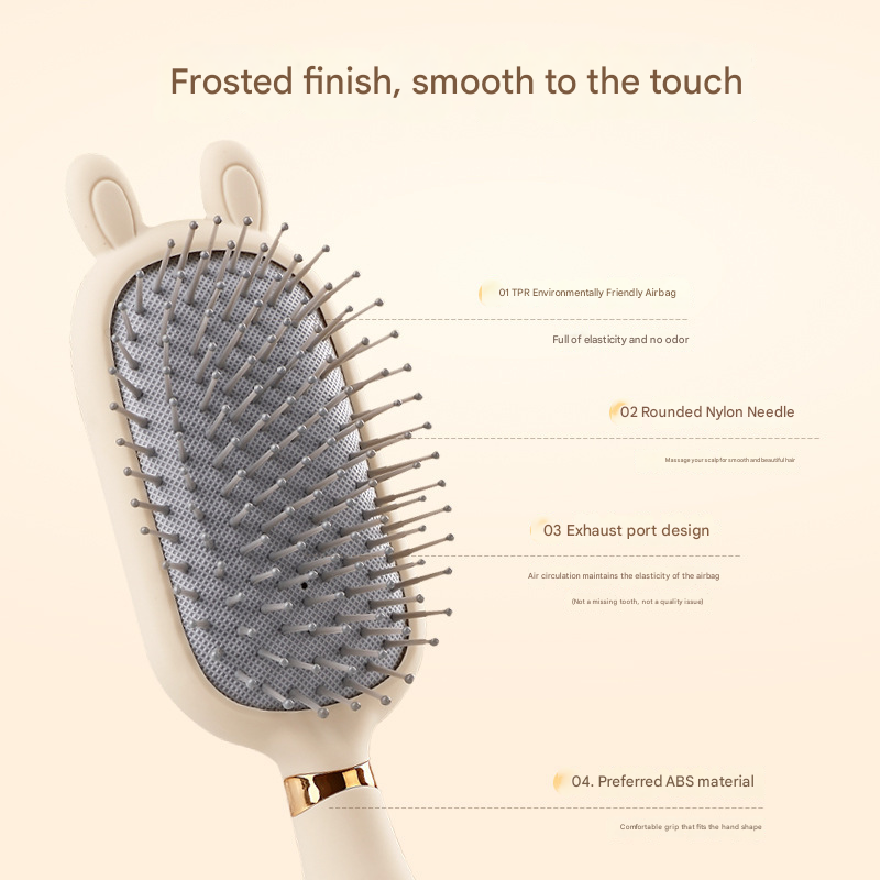 Square comb Soft Touch Air Cushion Hair Brush with Built-in Cleaning Claw Detangling Massage Comb for Wet and Dry Hair Gentle Scalp Care