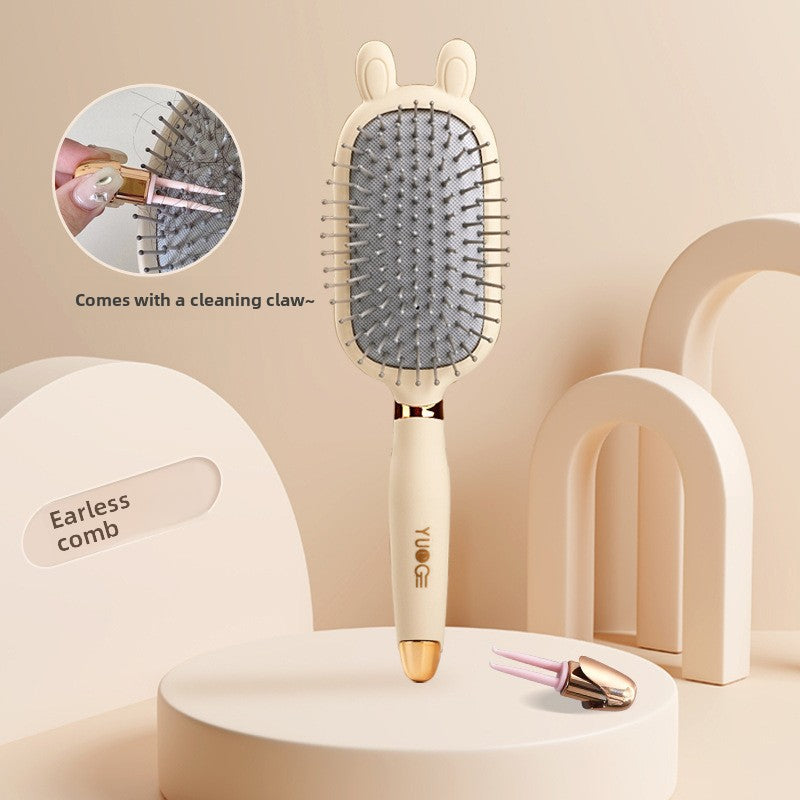 Rabbit ear comb Soft Touch Air Cushion Hair Brush with Built-in Cleaning Claw Detangling Massage Comb for Wet and Dry Hair Gentle Scalp Care