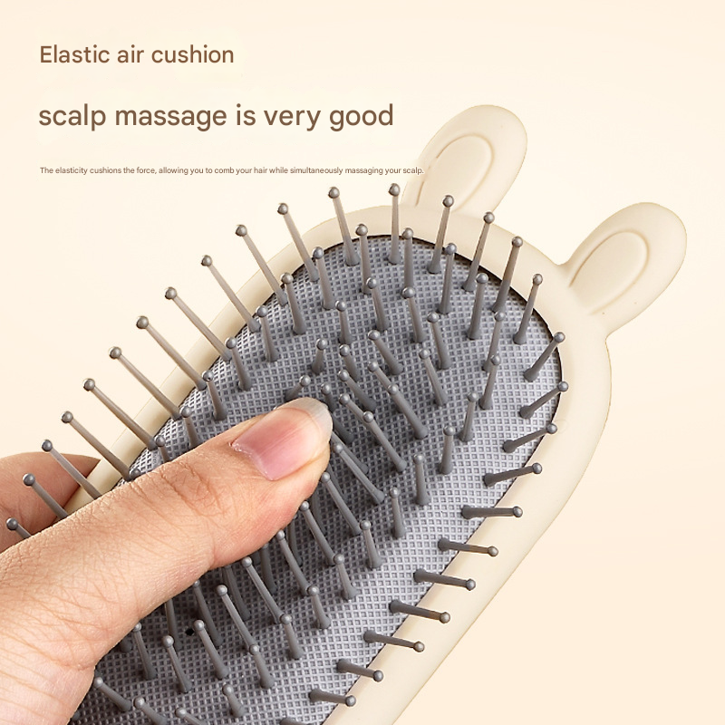 Little Bear Comb Soft Touch Air Cushion Hair Brush with Built-in Cleaning Claw Detangling Massage Comb for Wet and Dry Hair Gentle Scalp Care