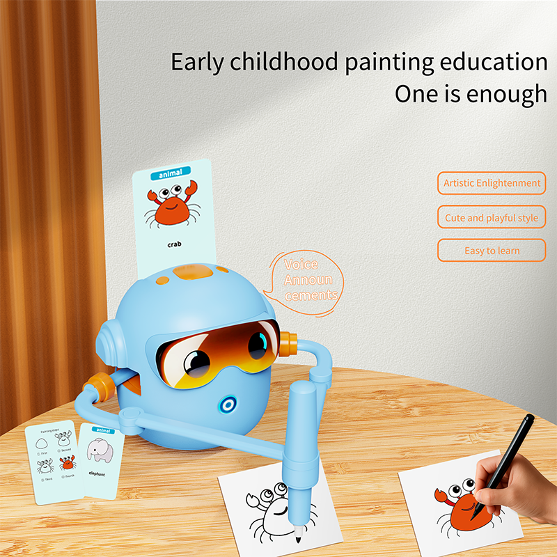Pink Interactive Drawing Robot Educational Art Toy for Kids Smart Voice Guide Step-by-Step Painting Tutor with Cards