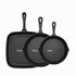 Three-piece set Heavy Duty Cast Iron Skillet & Grill Pan Thickened Vintage Style Cookware for Steak Breakfast & Camping