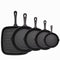 Five-piece set Heavy Duty Cast Iron Skillet & Grill Pan Thickened Vintage Style Cookware for Steak Breakfast & Camping
