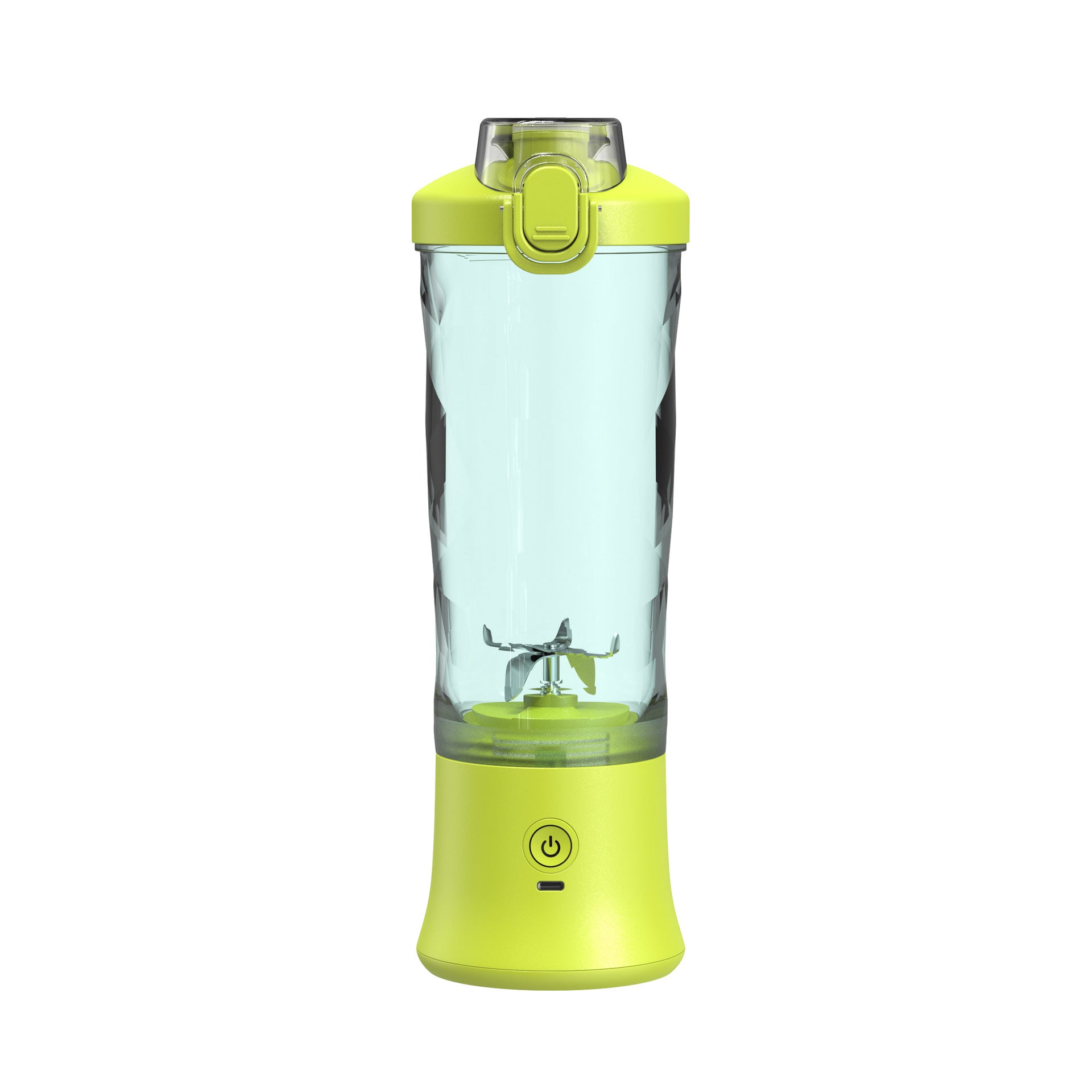 Yellow Portable Blender 600ml Personal Smoothie Maker USB Rechargeable Juicer Cup with 6 Stainless Steel Blades 4000mAh Battery for Gym Travel and Camping