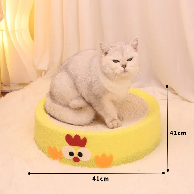 Round black coal balls Large Cat Scratcher Bed 2 in 1 Sisal Scratching Pad & Plush Lounge Nest Durable Claw Grinder Mat for Indoor Cats