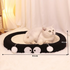 Oval-shaped black coal balls Large Cat Scratcher Bed 2 in 1 Sisal Scratching Pad & Plush Lounge Nest Durable Claw Grinder Mat for Indoor Cats
