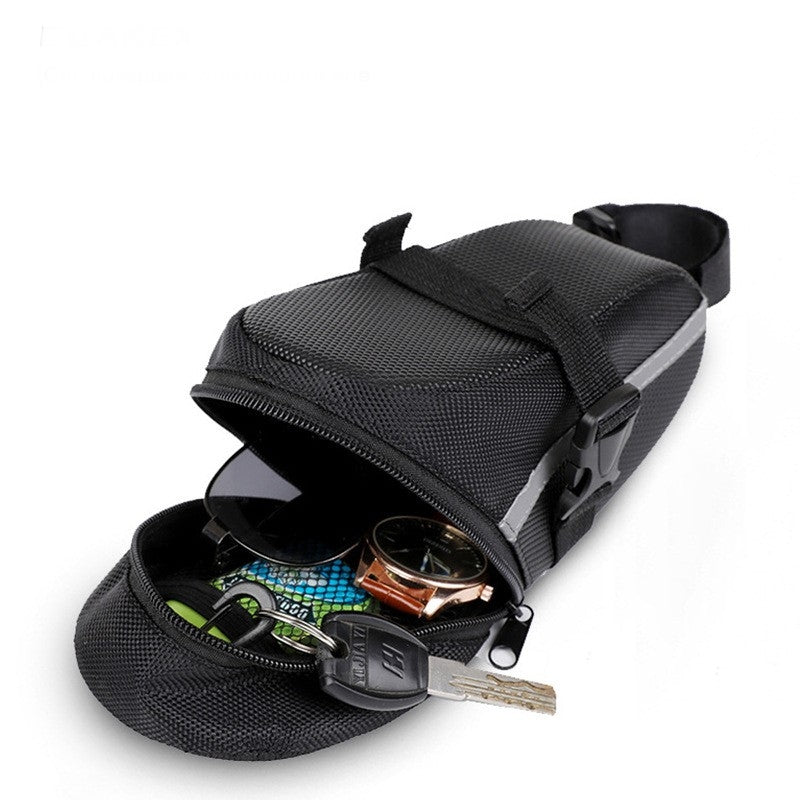 Blue Water Resistant Bicycle Saddle Bag Under Seat Wedge Pack with Reflective Strip and Quick Release Strap for MTB Road Bikes