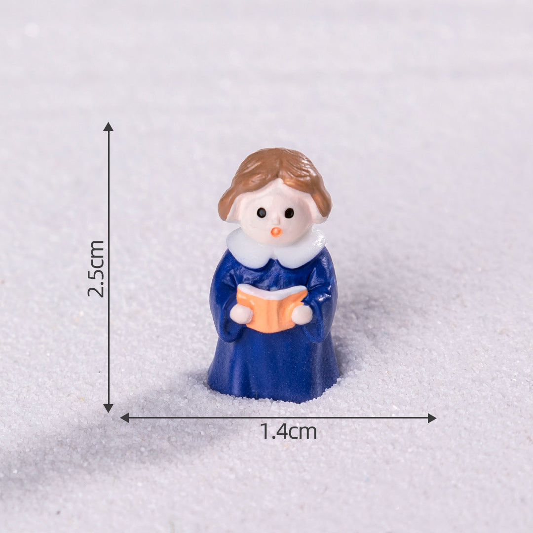Blue girl 5 Pack Miniature Christmas Figurines DIY Micro Landscape Decoration Accessories Cute Resin Ornaments for Holiday Crafts