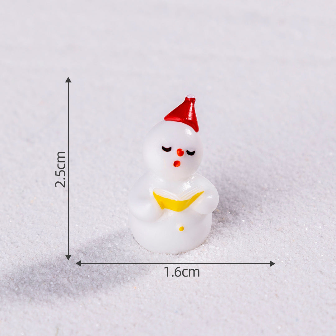 White snowman 5 Pack Miniature Christmas Figurines DIY Micro Landscape Decoration Accessories Cute Resin Ornaments for Holiday Crafts