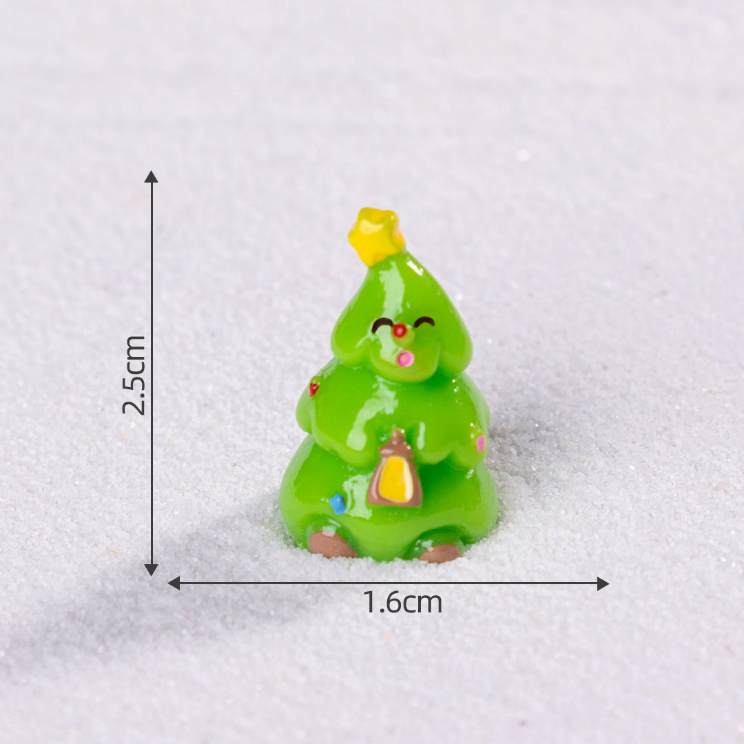 Green Christmas tree 5 Pack Miniature Christmas Figurines DIY Micro Landscape Decoration Accessories Cute Resin Ornaments for Holiday Crafts