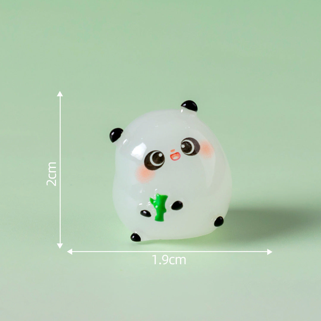 5-PCS Transparent small bamboo Cute Glow in the Dark Panda Figurines Resin Miniature Ornaments for DIY Fairy Gardens and Micro Landscapes