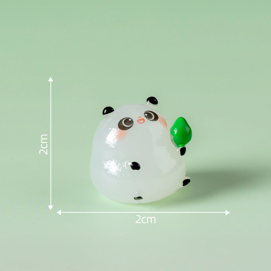 5-PCS Transparent bamboo Cute Glow in the Dark Panda Figurines Resin Miniature Ornaments for DIY Fairy Gardens and Micro Landscapes