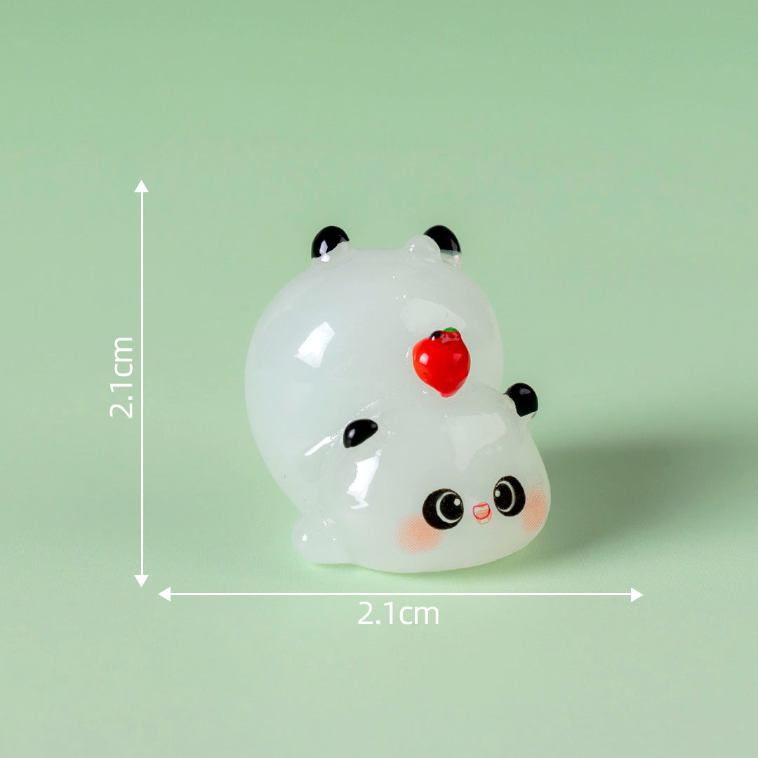 5-PCS Transparent pounce Cute Glow in the Dark Panda Figurines Resin Miniature Ornaments for DIY Fairy Gardens and Micro Landscapes