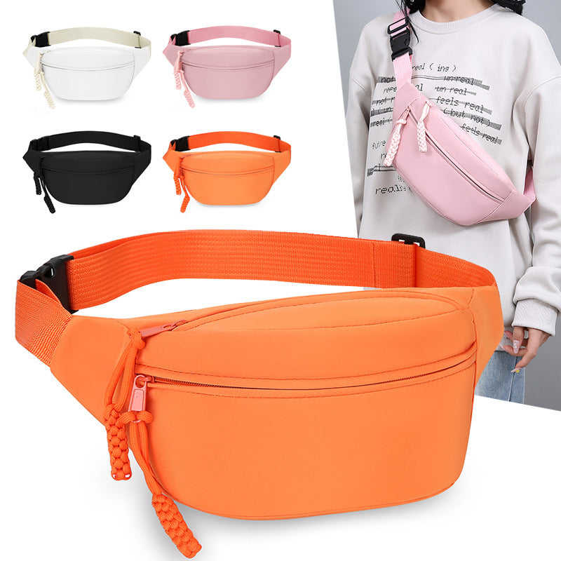 White Women's Fashion Crossbody Sling Bag Large Capacity Casual Shoulder Bag Waterproof Nylon Waist Pack for Travel Sports