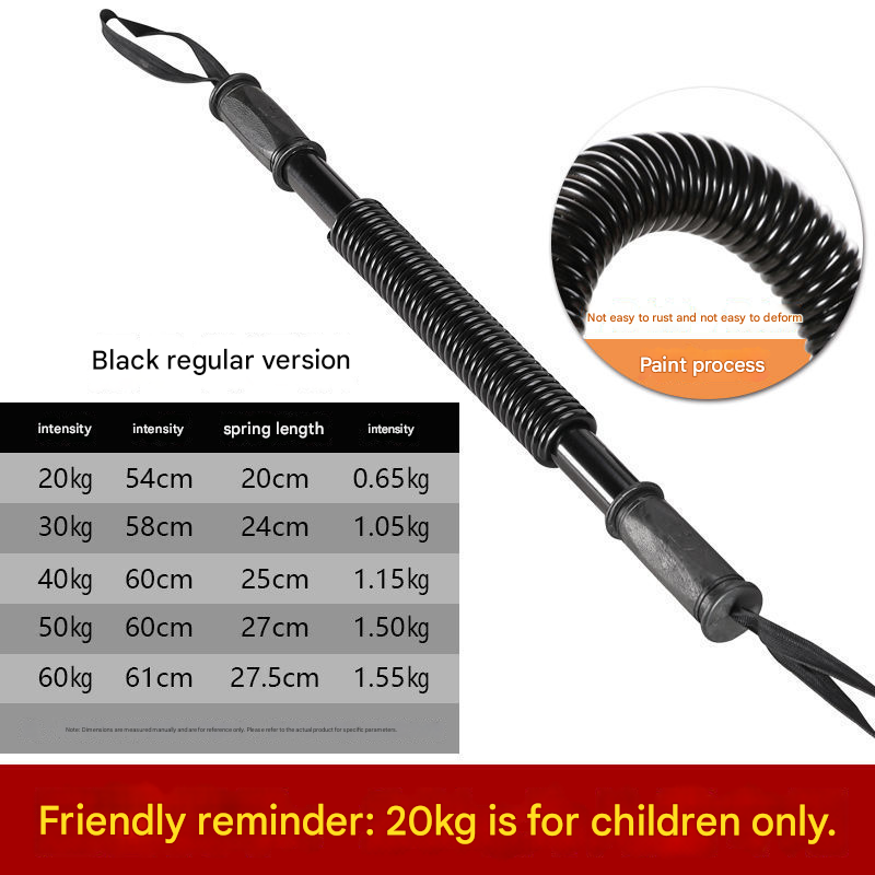 Black Power Twister Bar Upper Body Workout Equipment Chest Expander Arm Strengthener Spring Exerciser for Men Home Gym(50kg)