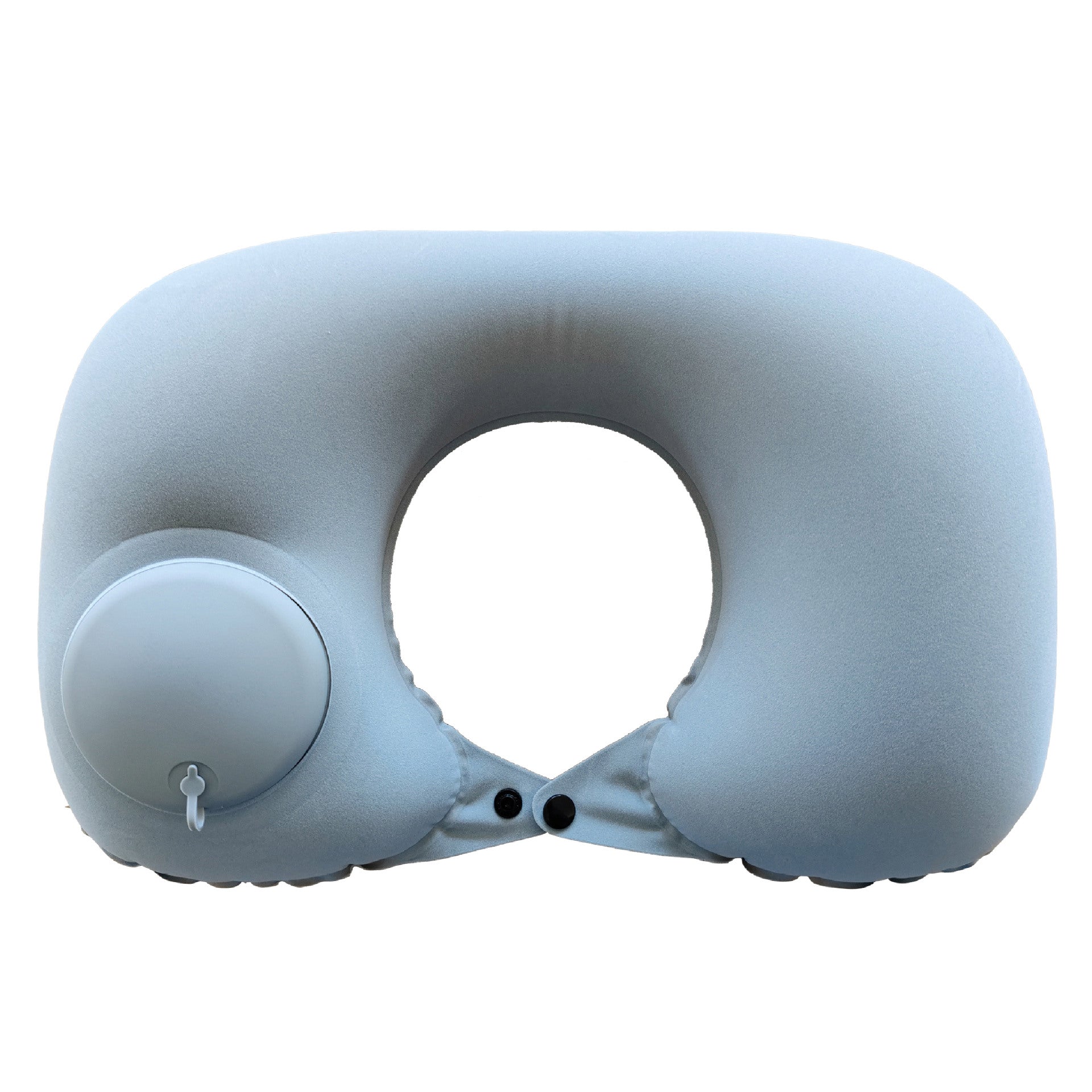 2-PCS Grey  Inflatable Travel Neck Pillow Press to Inflate U-Shape Soft Flocking Support Cushion for Airplane Car & Camping Portable Air Pump Design