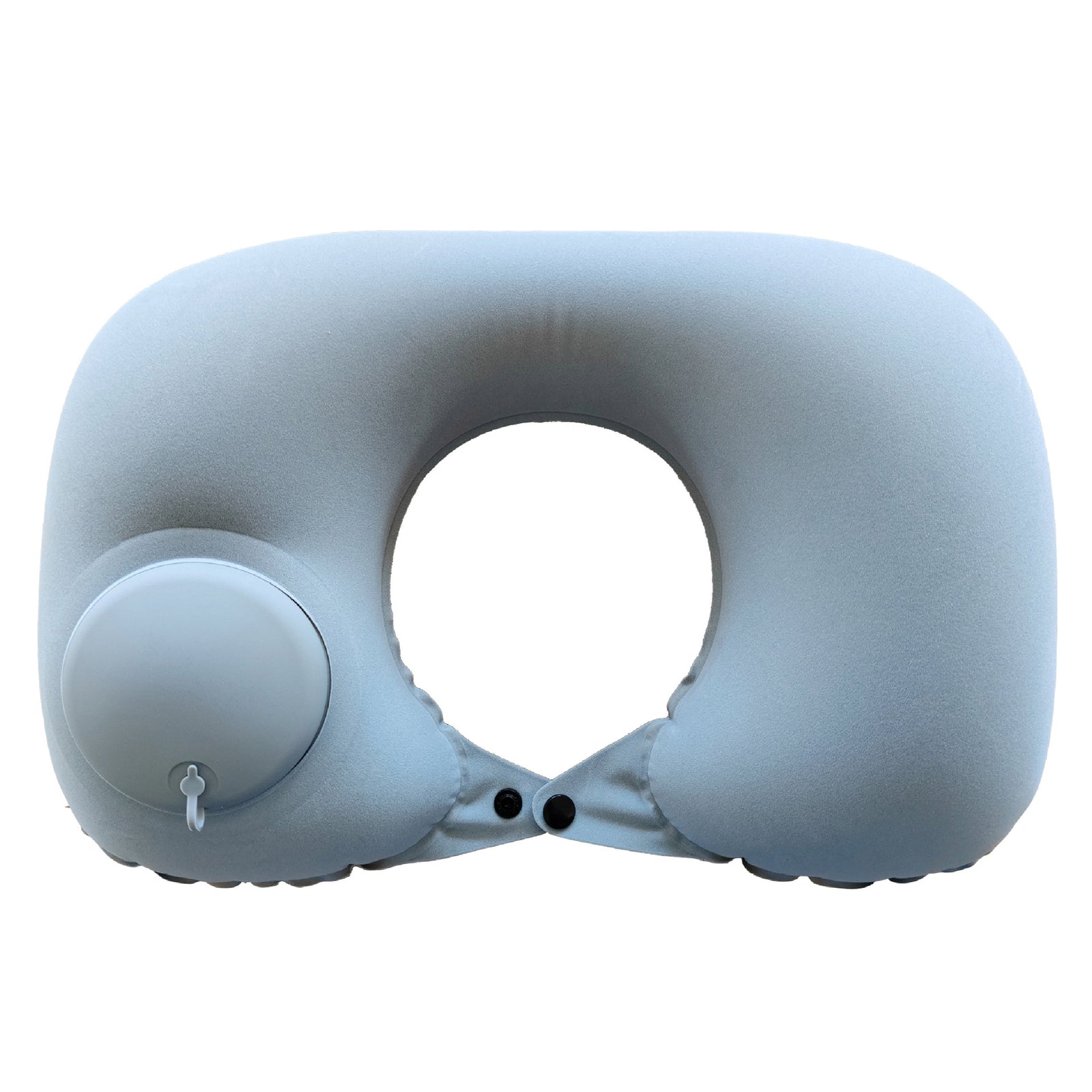 2-PCS Grey  Inflatable Travel Neck Pillow Press to Inflate U-Shape Soft Flocking Support Cushion for Airplane Car & Camping Portable Air Pump Design