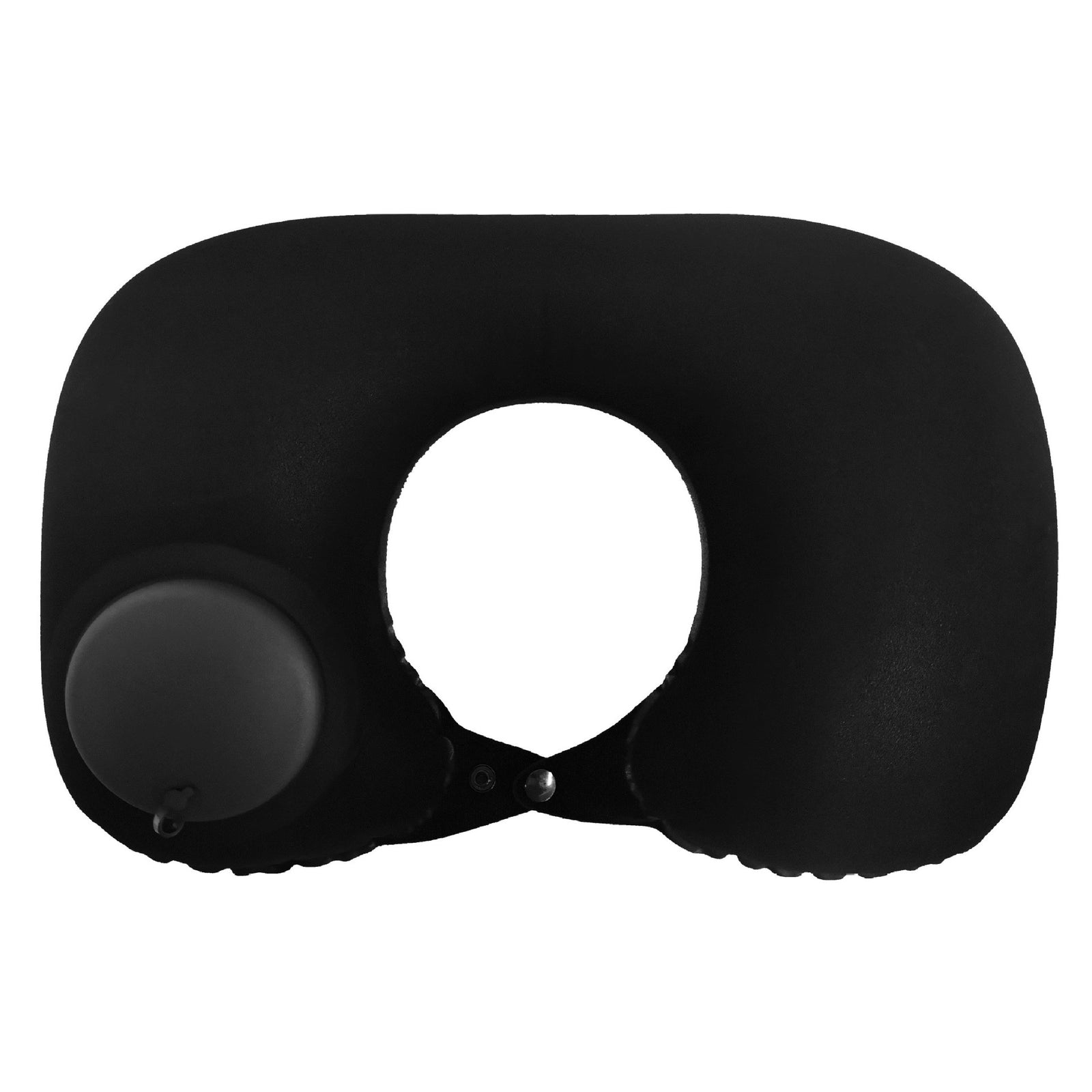 2-PCS Black Inflatable Travel Neck Pillow Press to Inflate U-Shape Soft Flocking Support Cushion for Airplane Car & Camping Portable Air Pump Design