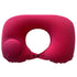 2-PCS Rose red Inflatable Travel Neck Pillow Press to Inflate U-Shape Soft Flocking Support Cushion for Airplane Car & Camping Portable Air Pump Design