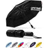 Black Automatic Windproof Travel Umbrella Compact Folding Umbrella Auto Open and Close with Vented Double Canopy for Rain and Sun