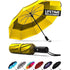 Yellow Automatic Windproof Travel Umbrella Compact Folding Umbrella Auto Open and Close with Vented Double Canopy for Rain and Sun