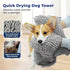 Grey Super Absorbent Pet Bath Towel with Hand Pockets Quick Dry Chenille Microfibre for Dogs and Cats Large Size 62cm