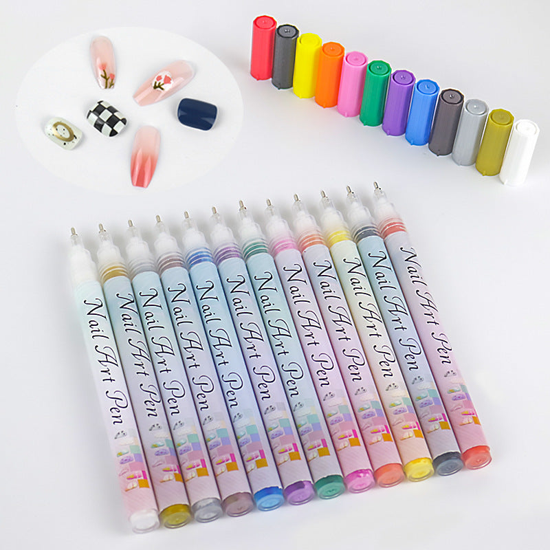 Nail Art Marker Pen Set 12 Colors 0.5mm Fine Tip Easy Application Water-Based Paint for DIY Nail Design in Australia
