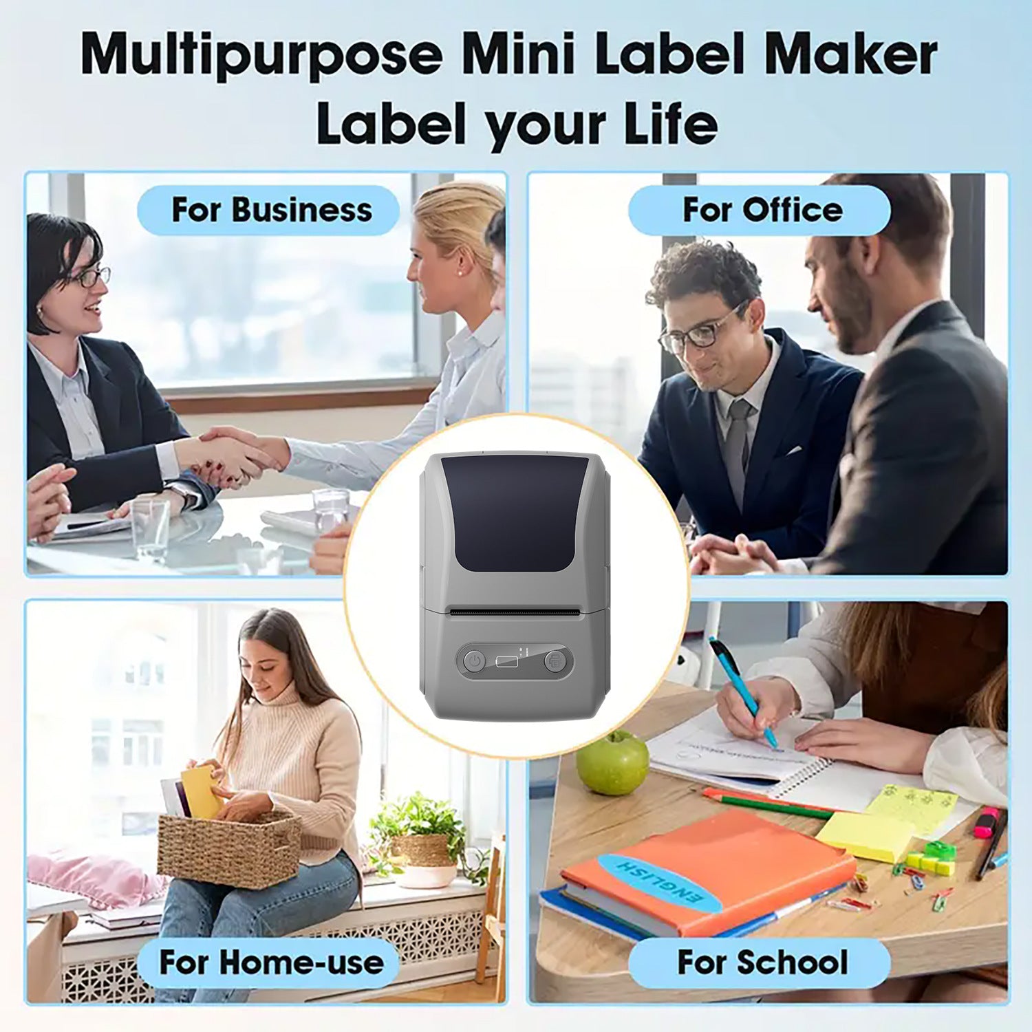 White Portable Bluetooth Thermal Label Printer – Compact, Ink-Free Mini Label Maker for Home, Office, and Small Business Use in Australia