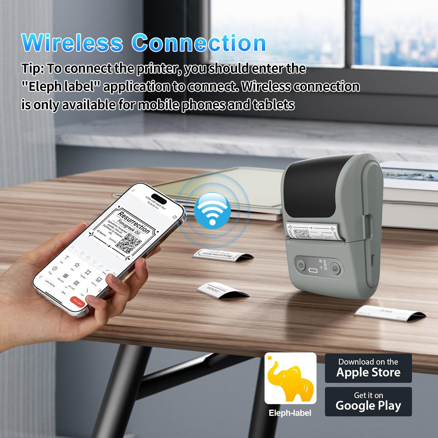 White Portable Bluetooth Thermal Label Printer – Compact, Ink-Free Mini Label Maker for Home, Office, and Small Business Use in Australia
