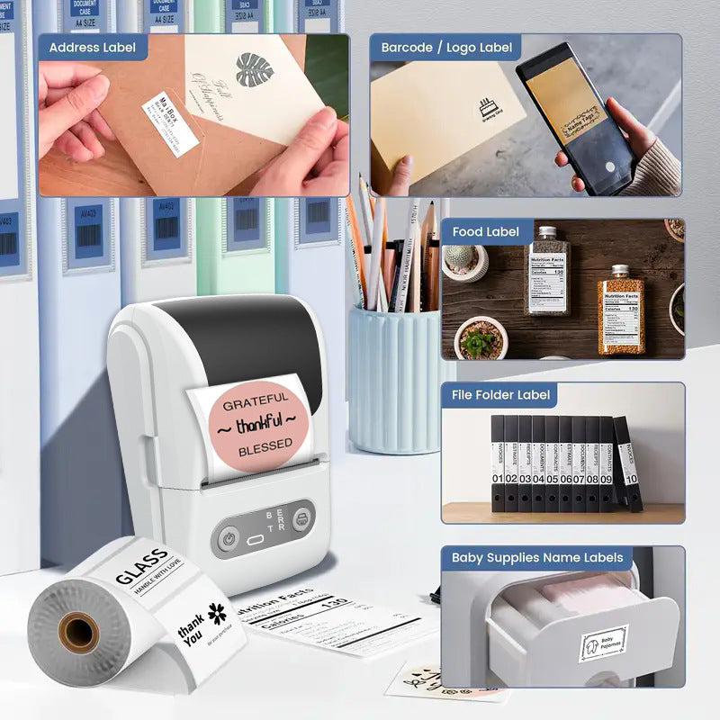 Black Portable Bluetooth Thermal Label Printer – Compact, Ink-Free Mini Label Maker for Home, Office, and Small Business Use in Australia
