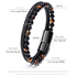 Natural Tiger Eye Stone Men's Leather Bracelet with Magnetic Clasp Beaded Braided Wristband Jewellery Gift 21cm
