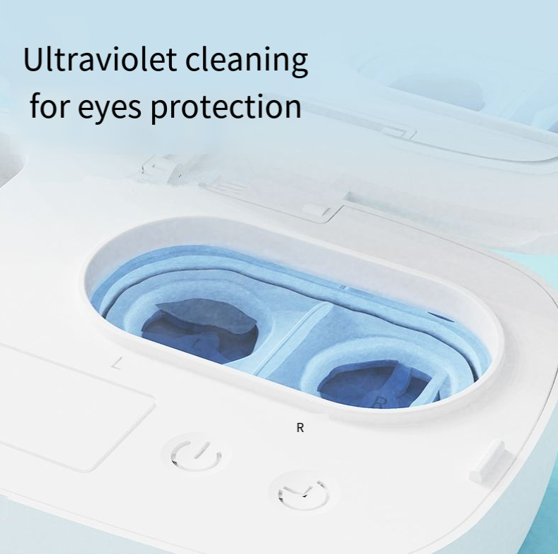 White  Ultrasonic Contact Lens Cleaner Machine Automatic Washer Case with UV Light LED Display 4 Timer Modes Type-C Rechargeable Portable for Travel