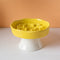Yellow Ceramic Elevated Slow Feeder Bowl Raised Pet Dish 310ml Anti-Vomit Puzzle Design for Cats and Small Dogs Healthy Digestion Sturdy Base