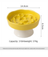 Yellow Ceramic Elevated Slow Feeder Bowl Raised Pet Dish 310ml Anti-Vomit Puzzle Design for Cats and Small Dogs Healthy Digestion Sturdy Base