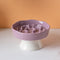 Purple Ceramic Elevated Slow Feeder Bowl Raised Pet Dish 310ml Anti-Vomit Puzzle Design for Cats and Small Dogs Healthy Digestion Sturdy Base