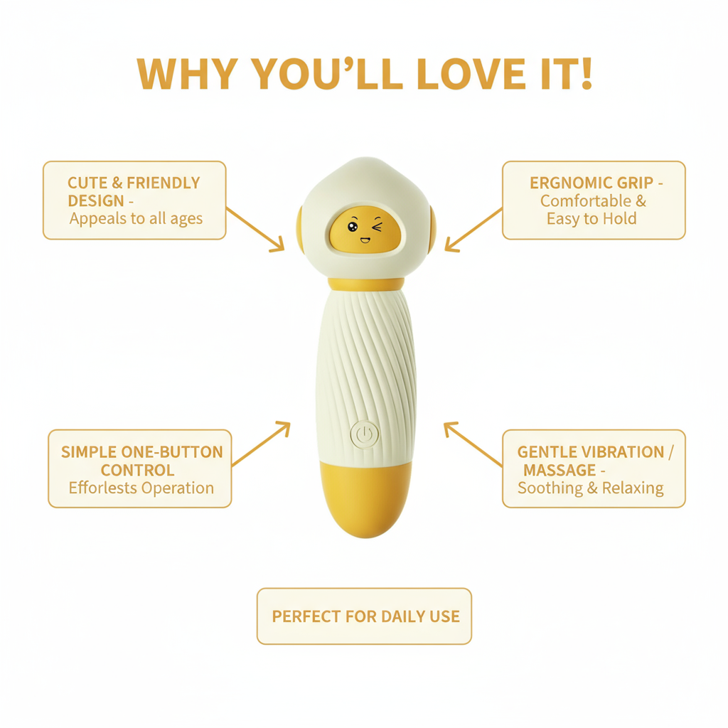 Yellow Powerful Mini Personal Massager Wand 10 Vibration Modes Quiet USB Rechargeable Soft Silicone Waterproof Discreet Body Relaxer