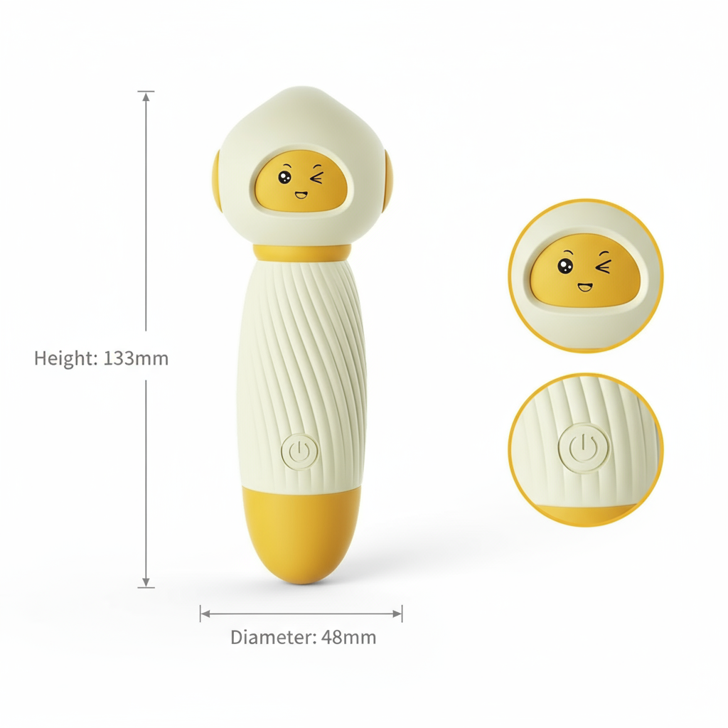 Yellow Powerful Mini Personal Massager Wand 10 Vibration Modes Quiet USB Rechargeable Soft Silicone Waterproof Discreet Body Relaxer