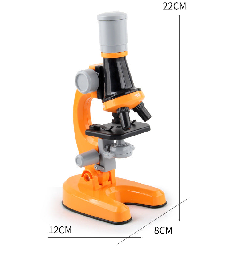 Orange Kids Biological Microscope Kit 100x 400x 1200x LED Magnification STEM Science Toy for School Students with Sample Slides