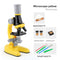 Yellow Kids Biological Microscope Kit 100x 400x 1200x LED Magnification STEM Science Toy for School Students with Sample Slides
