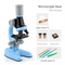 Blue Kids Biological Microscope Kit 100x 400x 1200x LED Magnification STEM Science Toy for School Students with Sample Slides
