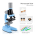 Blue Kids Biological Microscope Kit 100x 400x 1200x LED Magnification STEM Science Toy for School Students with Sample Slides